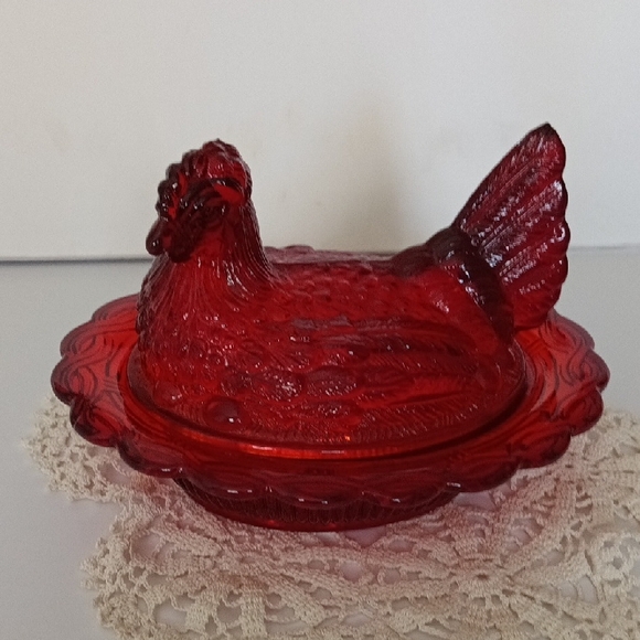 Mosser Ruby Red Hen On Nest. This Piece Has A Cadium Glow And It Is Very Rare - Picture 8 of 8